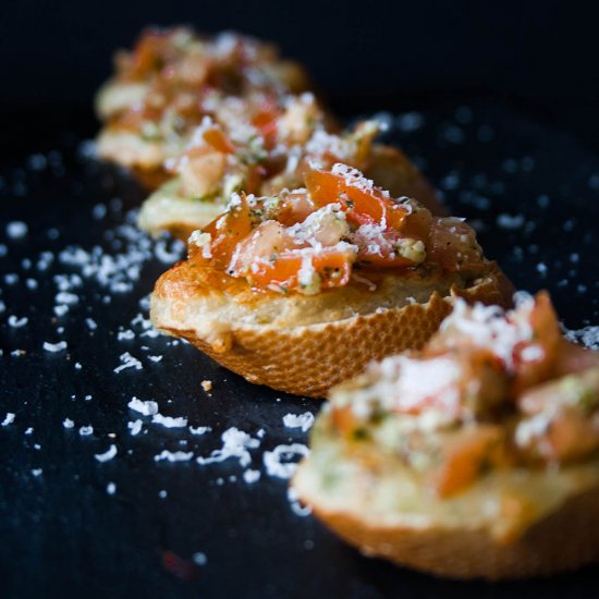 Cheesy Bruschetta Bites