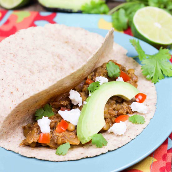 Crock Pot Lentil Quinoa Tacos