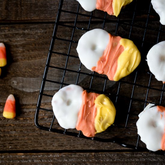 White Chocolate Candy Corn Pretzels