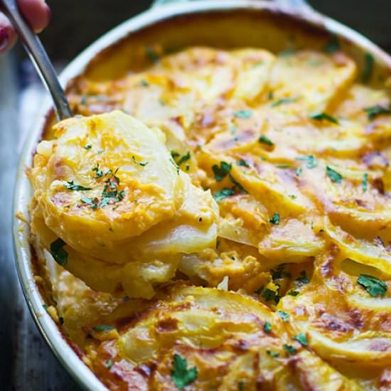 Cheesy Pumpkin Scalloped Potatoes