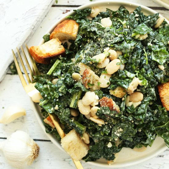 White Bean Kale Salad with Tahini