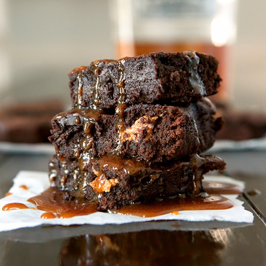 Boozy Caramel Peanut Butter Brownie