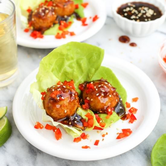 Baked Chicken Meatballs with Sweet Sauce