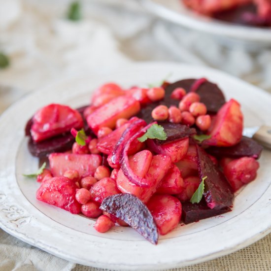 Vegan Potato, Beet & Chickpea Salad