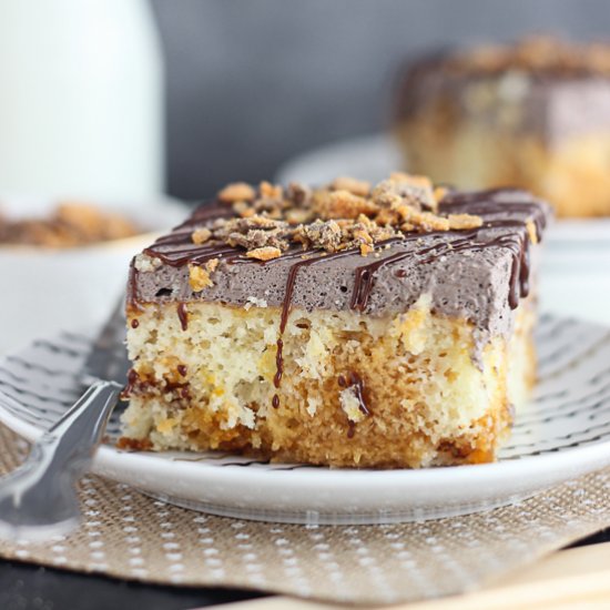 Butterfinger Poke Cake