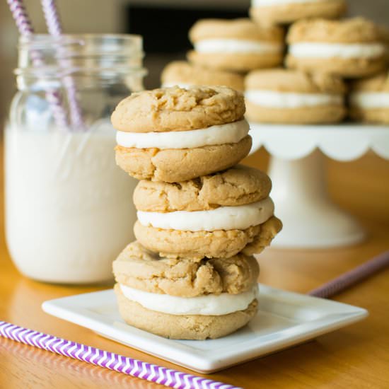 PB Cookie Sandwiches w/ Maple Frost