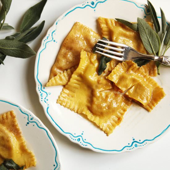 Pumpkin Ravioli with Sage Butter