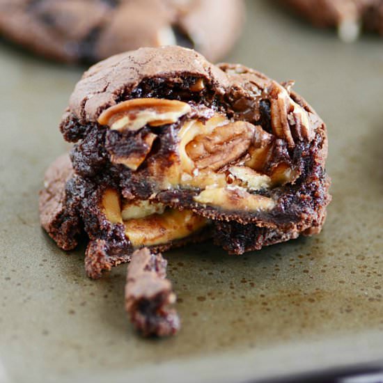 Turtle Brownie Cookies