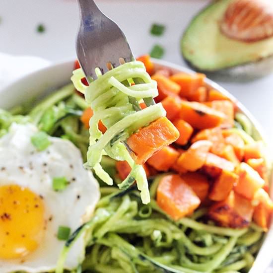 Zucchini Noodle Breakfast Bowl