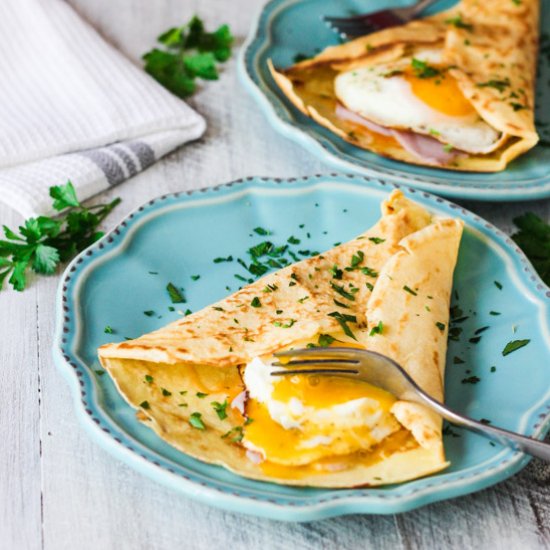 Crepes with Egg, Ham and Cheese