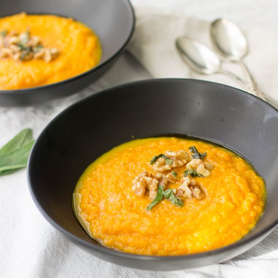 Carrot Soup with Sage and Walnuts