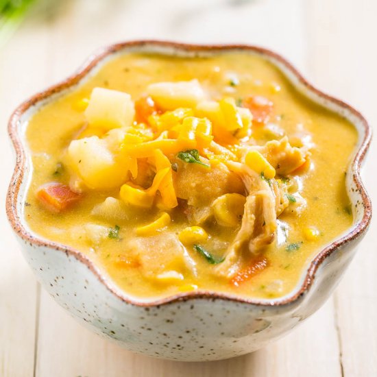 Loaded Cheesy Chicken PotatoChowder