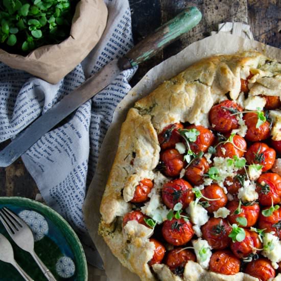 Tomato Galette with Pesto & Ricotta