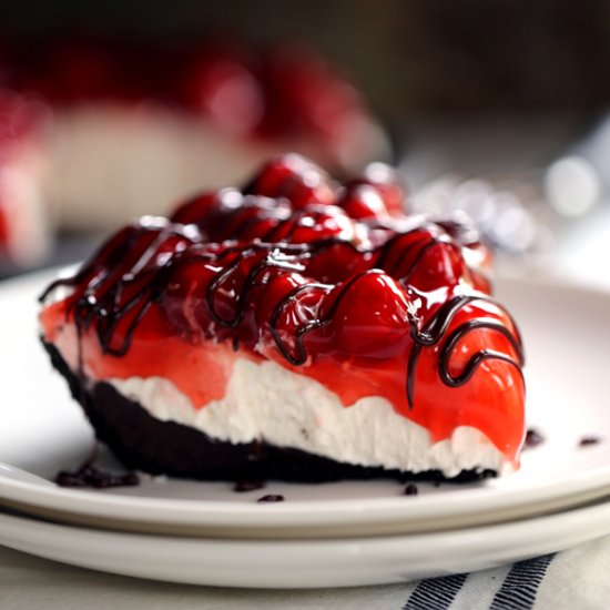 Black Bottom No Bake Cherry Cheesecake