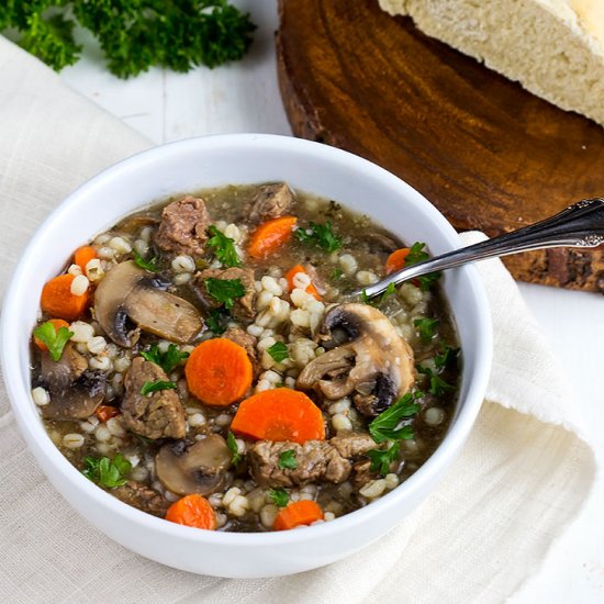 Beef, Barley, and Mushroom Soup