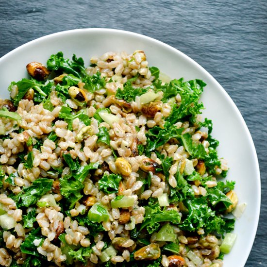 Pistachio Farro Kale Salad