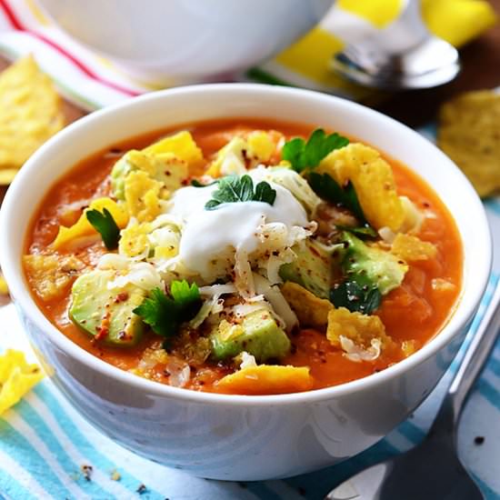 Sweet Potato Soup w Tortilla Chips