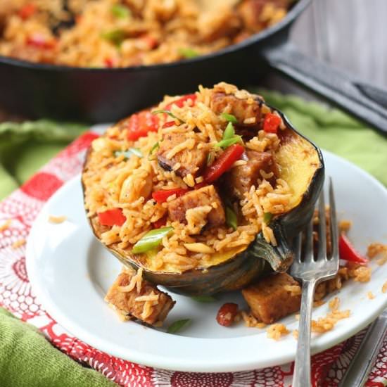 Red Curry Stuffed Acorn Squash