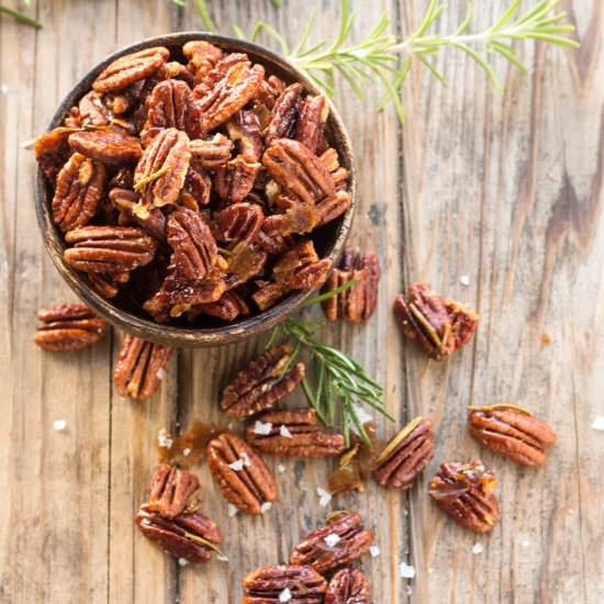 Rosemary Maple Roasted Pecans