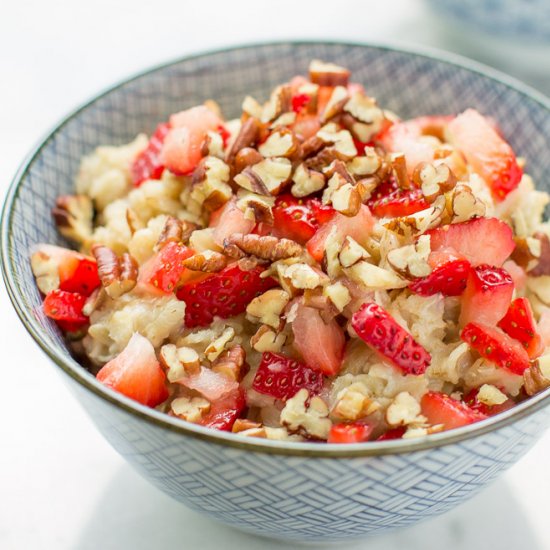 Strawberry Oatmeal with Pecans