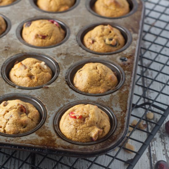 Pumpkin Cranberry Walnut Muffins