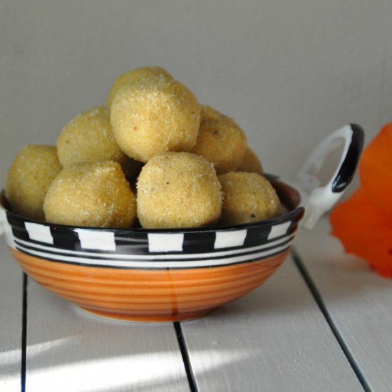 Besan Rava Coconut Ladoo