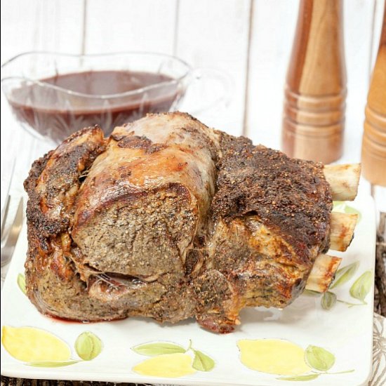 Peppercorn Crusted Standing Rib Roast