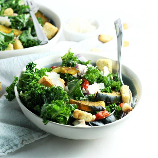 Loaded Chicken and Kale Caesar Salad