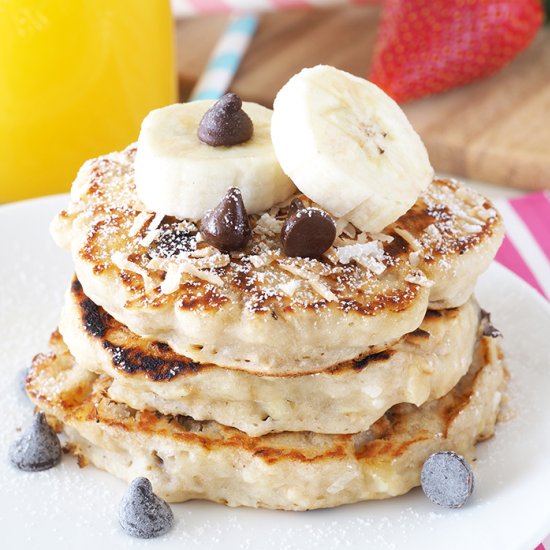 Banana Chocolate Chip Pancakes