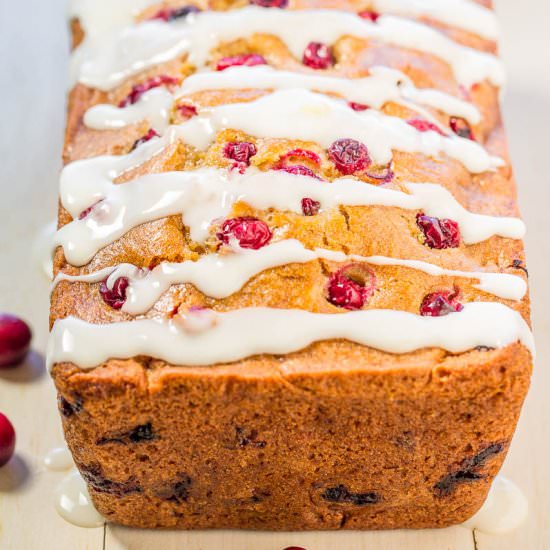 Cranberry Orange Bread with Glaze