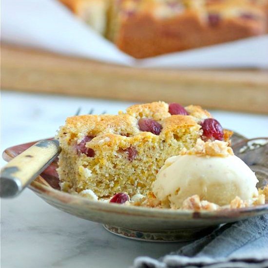 Grape Cake with Pine Nut Ice Cream