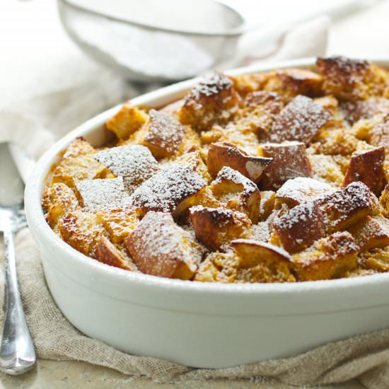 Pumpkin Egg Nog Bread Pudding