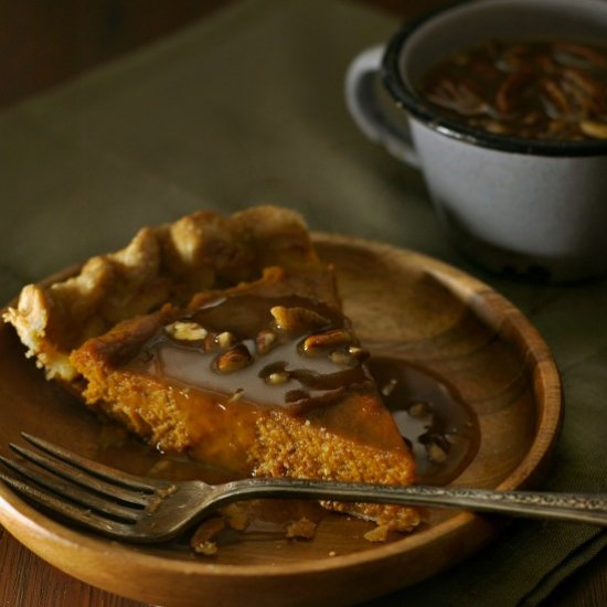 Pumpkin Pie with Pecan Drizzle