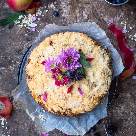 Apple and Blackberry Crumble Cake