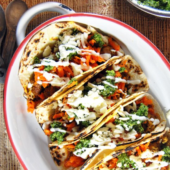 Lamb Tacos with Cilantro Pesto