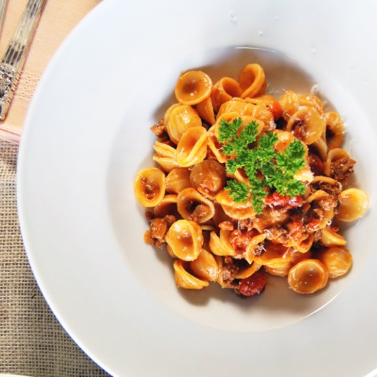 Chorizo Ragu with Orecchiette