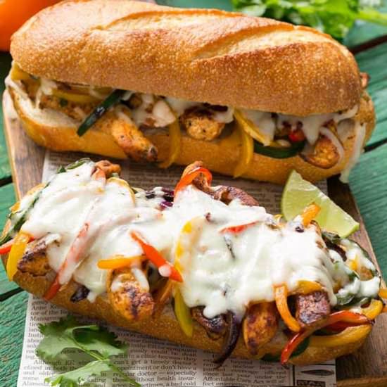 Fajita Chicken Cheesesteak Sandwich