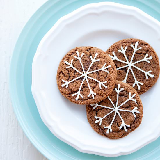 Ginger Crinkle Snowflake Cookies