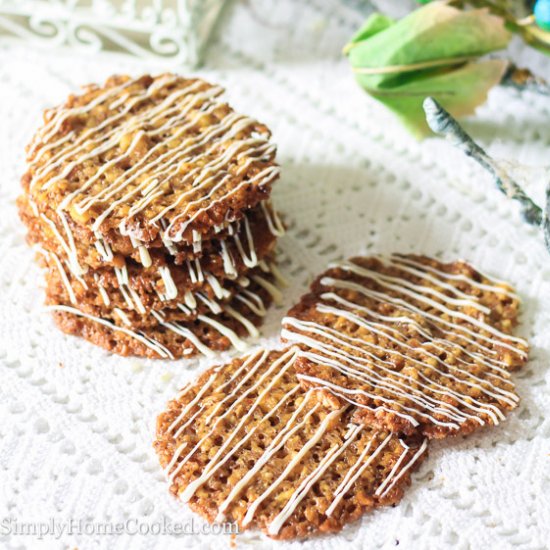 White Chocolate Almond Lace Cookies