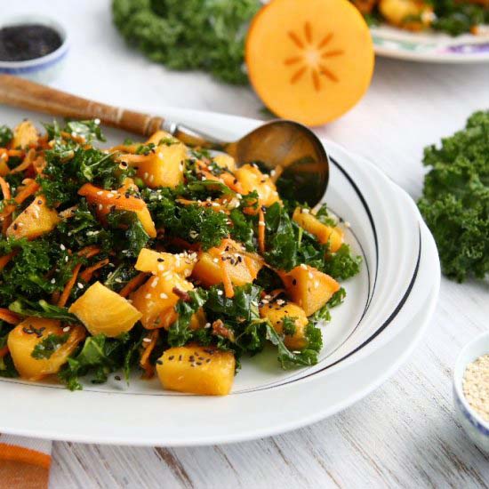 Vegan Persimmon Kale Salad