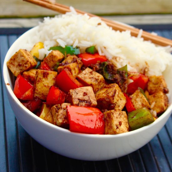 Black Bean, Tofu and Red Peppers