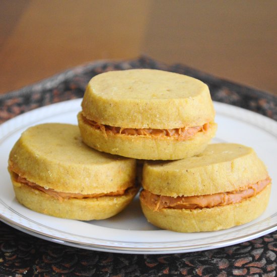 Pumpkin Shortbread Sandwich Cookies