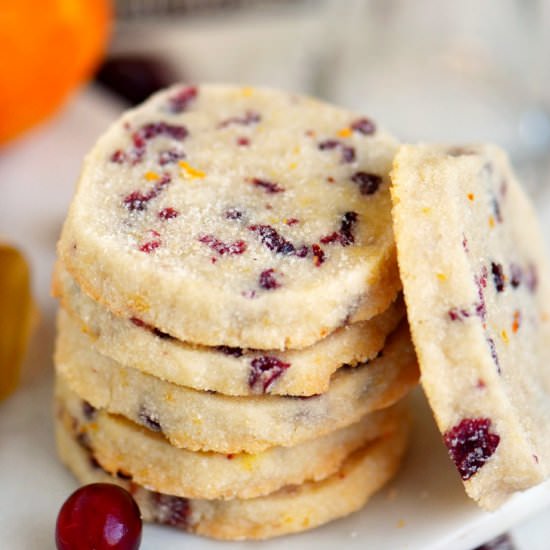 Cranberry Orange Shortbread Cookies