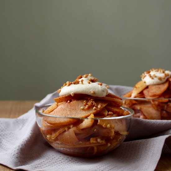 Cinnamon Pears with Cashew Cream