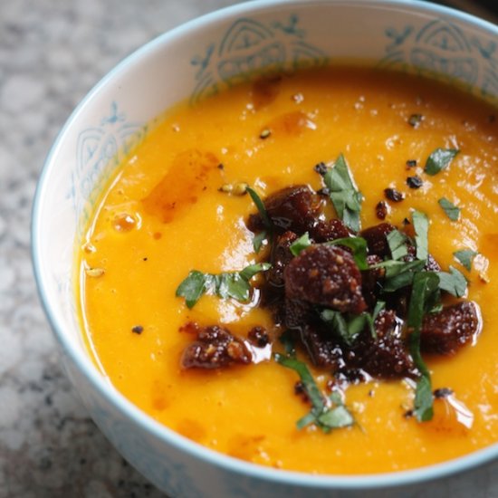 Spiced Root Soup with Chorizo