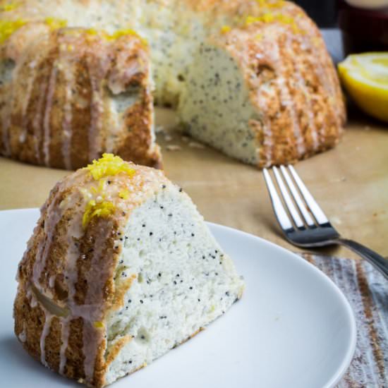 Gluten Free Lemon Poppy Angel Cake