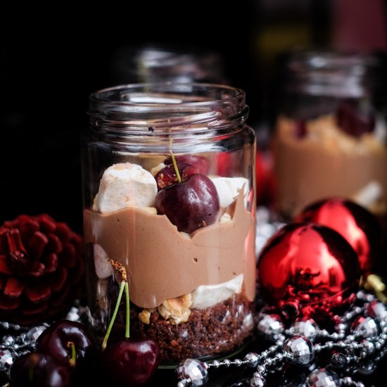 Hazelnut Rocky Road Cheesecake Jars