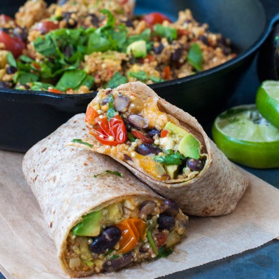 one-pan Mexican quinoa wraps