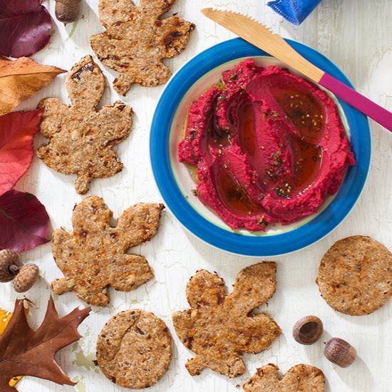 Homemade Crackers with Beet Hummus