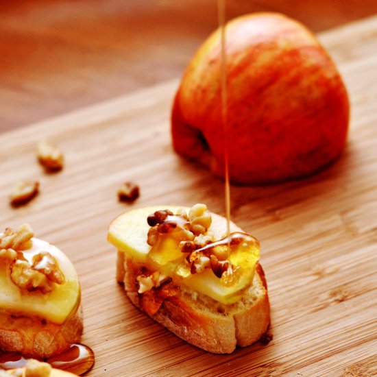 Brie, Apple, Walnut and Honey Crostini